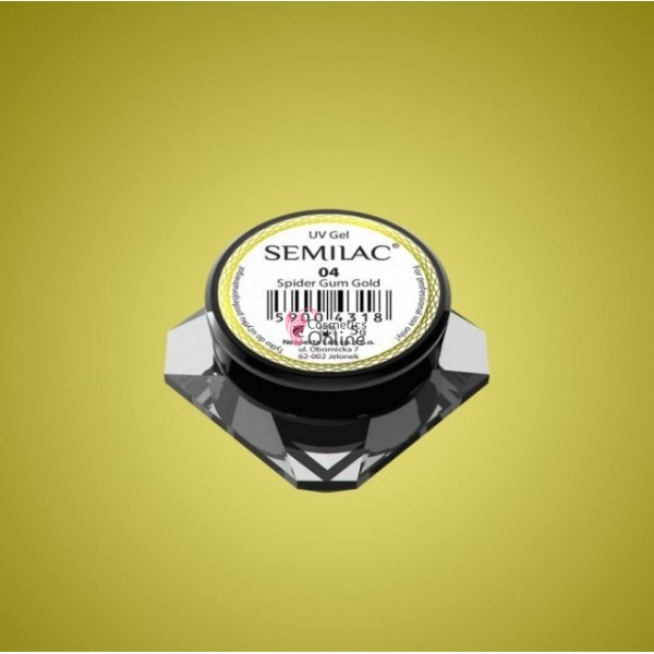 Gel uv Semilac SPIDER GUM pentru pictura, elastic 04 Auriu 5ml + 1 pigment color Neon Cadou